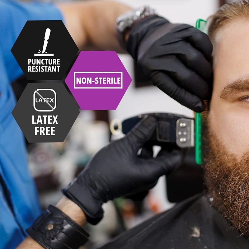 Black Nitrile Disposable Gloves - Latex Free, Powder Free, Exam