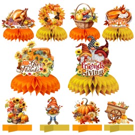 LARRAZABAL Friendsgiving Honeycomb Centerpieces, Friendsgiving Party Decorations 3D Honeycomb Centerpieces Topper, Friendsgiving Table Decorations for Fall Thanksgiving Party Supplies
