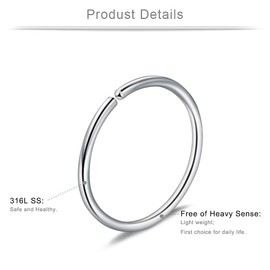 Ruifan 30PCS Non Pierced Stainless Steel Clip on Closure Round Ring Fake Nose Lip Helix Cartilage Tragus Ear Hoop Earrings Jewelry 20G 6mm 8mm 10mm 12mm 14mm Mix Color 2#