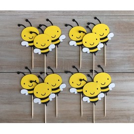 Confetti! 12Pcs Bumble Bee Cupcake Toppers Oh Babee Cupcake Picks Multi Layer Honey Bee Cupcake Picks for Baby Shower Birthday Party Decorations Supplies (Multi Layer)