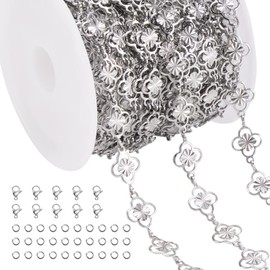 Jabogrii 16.4 Feet Silver Four Leaf Clover Jewelry Making Chains Roll