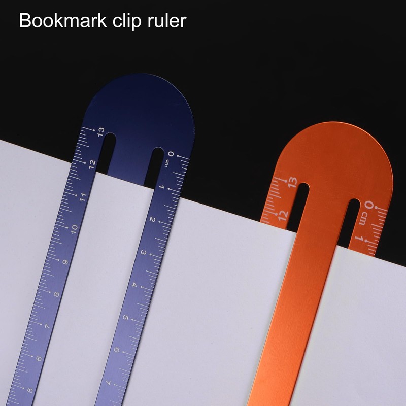 sourcing map Straight Ruler 13cm Metric Bookmark Clip Ruler Metal