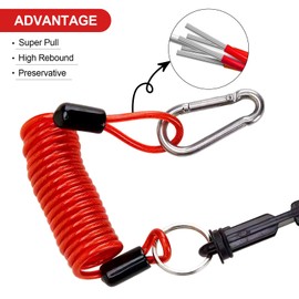heqxwl Breakaway Trailer Cable, Trailer Emergency Brake Cable, Stainless Steel Spring Towing Coiled Wire, High Rebound Steel Wire Extend to 4Ft Coiled Safety Cables Strap for Connecting RV Trailer