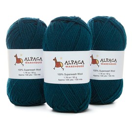 100% Pure Wool Yarn Superwash Set of 3 Skeins (150 Grams) DK Weight - Sourced Directly from Peru - Heavenly Soft and Perfect for Knitting and Crocheting (Emerald Green)