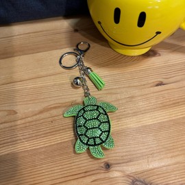 Popfizzy Green Turtle Keychain Accessories for Women and Girls, Rhinestone Animal Backpack Key Chain, Bling Purse Charms