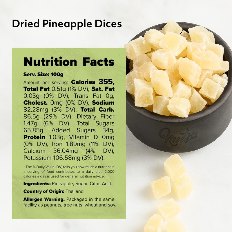 NUTS U.S. – Dried Pineapple Dices | No Added Colors