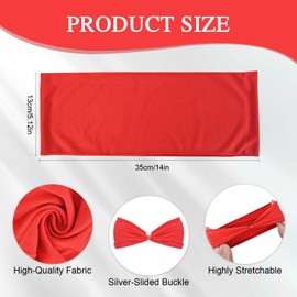 Spandex Chair Sashes Bows 50 Pack, Premium Stretch Chair Cover Band with Buckle Slider Universal Elastic Chair Ties for Wedding Party Reception Events Universal Ceremony Banquet Decorations (Red)
