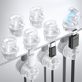 JOYROOM 9 Pack Cable Management Cord Holder Organizer, JOYROOM Magnetic Cable Clips Adhesive Wire Keeper, Under Desk Cord Hider for Bedside Nightstand Table Desktop USB Wall Car Office Workspace Accessories