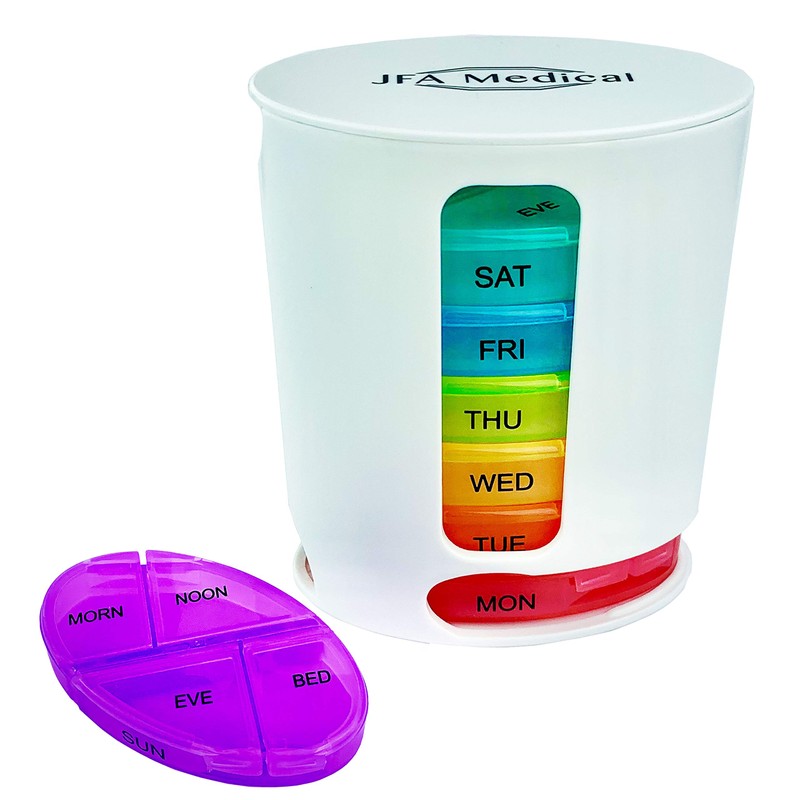 JFA Medical Weekly Oval Pill Box Organiser/Reminder for Medicines Supplements,