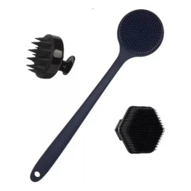 Kit 3 Cepillo Espalda Facial Cuero Cabelludo Silicona