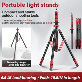 FreeSea Light Stand with Storage Bag, 87.4 inch/2.22m Aluminium Photography Tripod for Reflectors, Softboxes, Flash, Strobe Lights, Umbrellas, Compact Lightweight Light Tripod