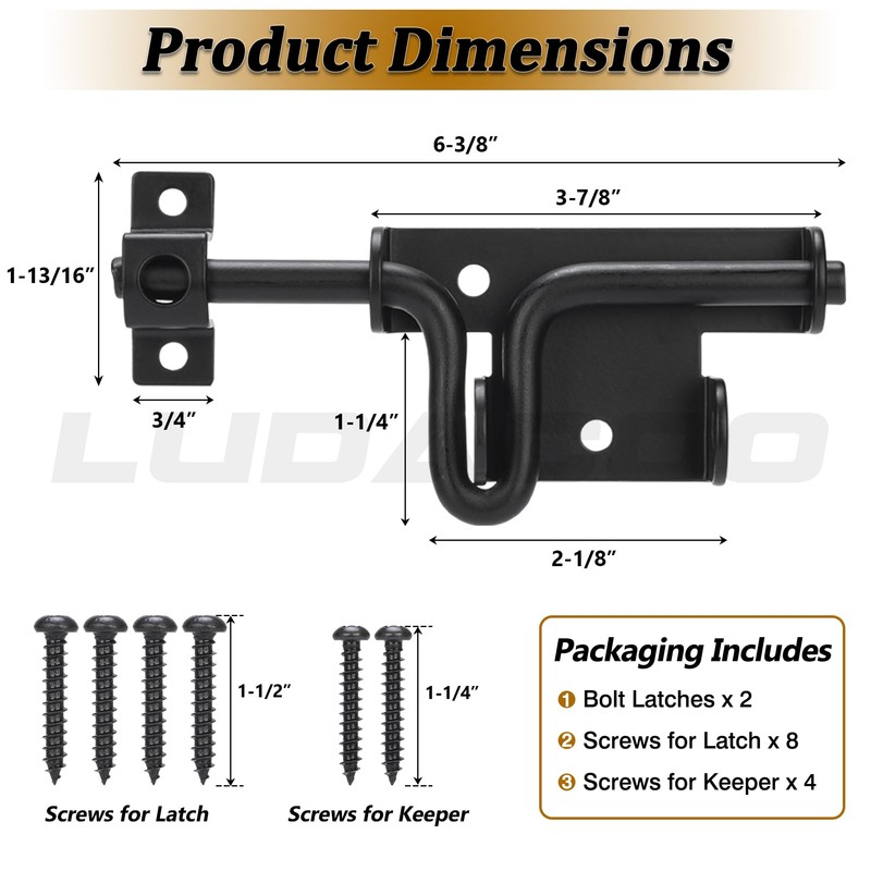 Slide Bolt Gate Latch Door Lock, Thickened Slide Bolt Latch