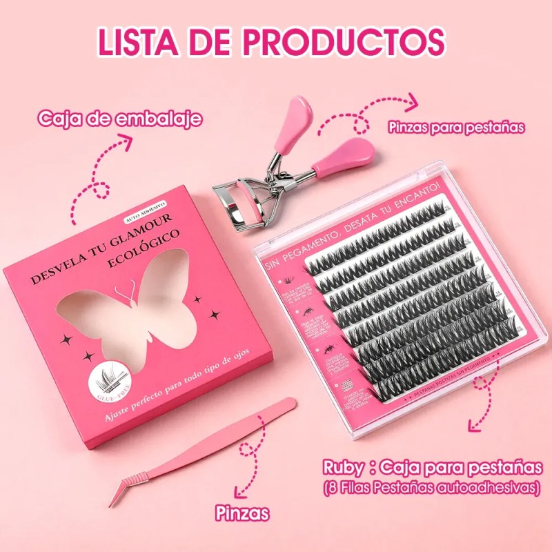 96pzs Pestañas Postizas Kit Con Rizador De Pestañas Y Pinzas