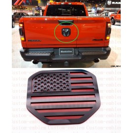 Factory Crafts Tailgate Emblem Badge for Ram 1500 2500 3500 19-21 Black Red USA American FLAG