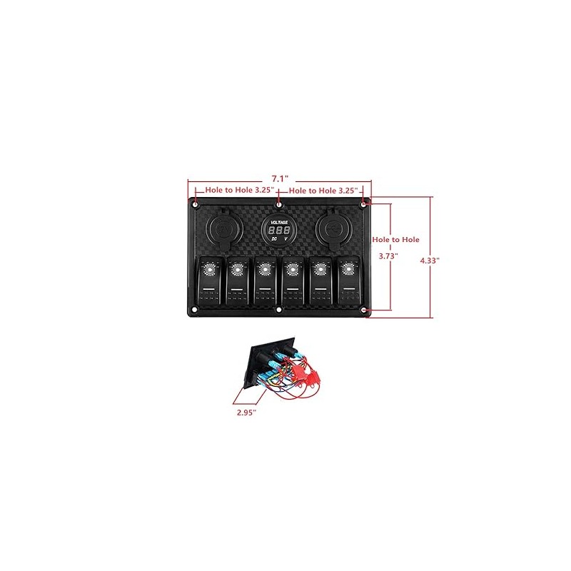 6 Gang Switch Panel Circuit Breaker Toggle Rocker Switch Boat