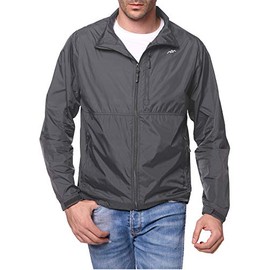 TRAILSIDE SUPPLY CO. Men's Standard Water-Resistant Nylon Windbreaker Front-Zip up Jacket,Dark Grey,L