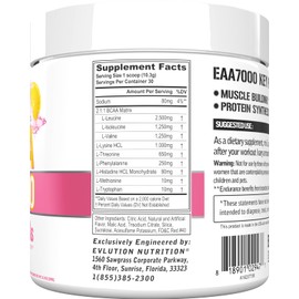Evlution Nutrition EAA7000 - Pre & Post Workout Powder - Muscle Building + Recovery Supplement - 7g Essential Amino Acids + 5g BCAAs - Endurance + Energy Support - 30 Servings - Pink Lemonade