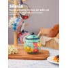 Hand-Painted Ceramic Honey Jar, 8 oz Honey Pot with Dipper