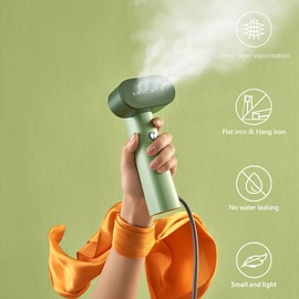 Nexdoo G6 Steamer for Clothes Portable 2-in-1 Travel Iron for Clothes, Just 0.7lbs Lightly, 10 Minutes of Continuous Steam, 900W Light Steamer for travel and home (green)