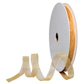 Morex Ribbon Morex Organdy Ribbon, Sheer, 3/8 inch by 100 Yards, Gold