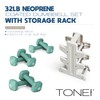 Tone Fitness 32 LB Neoprene Dumbbell Set with Storage Rack