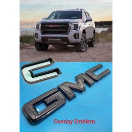 Auto OVERLAY Front  Gloss Black Emblem Overlay Fit 2021-2022 GMC Yukon Yukon XL