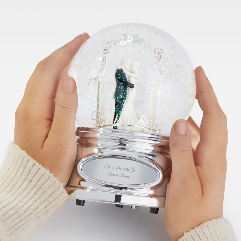 Things Remembered Engraved Wedding Couple Musical Snow Globe (Free Customization),