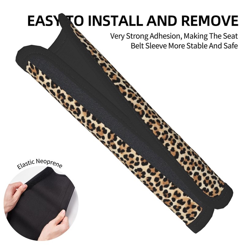 2 Pack Seatbelt Covers with Leopard Pattern Soft Shoulder Pad