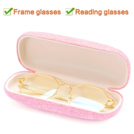 Vemiss Hard Shell Eyeglasses Case Linen Fabrics Large Sunglasses Case Concise (Small,Pink)