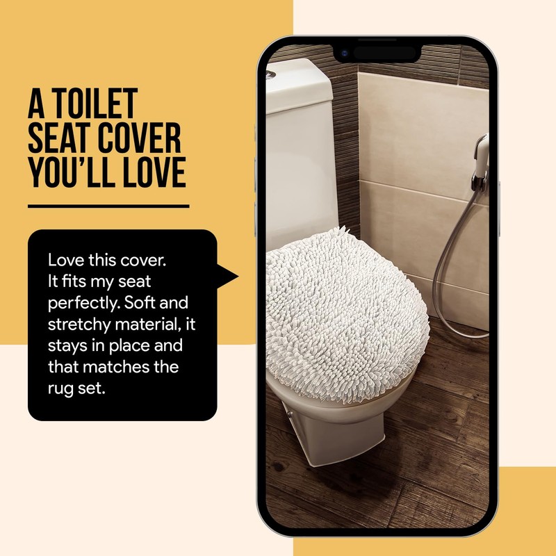 Toilet Lid Cover - Black, Plush Microfiber Oval Toilet Seat