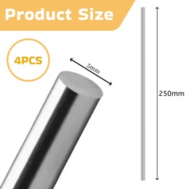 Flewdart 4 x Stainless Steel Rods, 5 mm x 250 mm, Stainless Steel Rods, 304 Round Rods, Stainless Steel Solid Winding Rod, Steel Rod for DIY Craft, Model Car, Aeroplane (4.5 x 250 mm)
