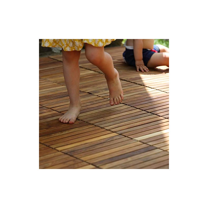 Bare Decor EZ-Floor Interlocking Flooring Tiles in Solid Teak Wood