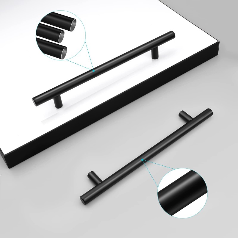 PinLin 15 Pack Cabinet Door Knobs, Flat Black Drawer Knobs,