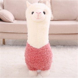 GLITZFAS Alpaka Stofftier Plüschtier, süße weiche Kuscheltier plüsch Pferd Spielzeug (Hellrot,28 cm)