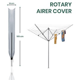 Rotary Airer Cover Waterproof Universal Fit with Zip Washing Line Cover Can be Used as Parasol