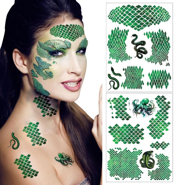 IOPJLK Temporary Tattoos Pack of 2, Snake Scale Tattoos, Snake
