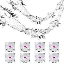 8 Pcs Christmas Ceiling Decorations Foil Garlands Silver Hanging Decorations Festive Ceiling Decorations for New Year Xmas Indoor Decoration Supplies