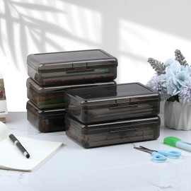 BTSKY 8 PACK Multipurpose Utility Storage Box Large Capacity Pencil Box Stackable with Snap Lid Closure Plastic Pencil Box for Organize Pencils Watercolor Pens Clear Grey