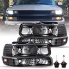 JSBOYAT 4pcs Headlight Assembly w/Bulbs Fit for 1999-2002 Chevy Silverado