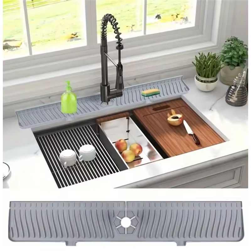 Silicone Faucet Splash Guard & Sink Drain Mat - Kitchen