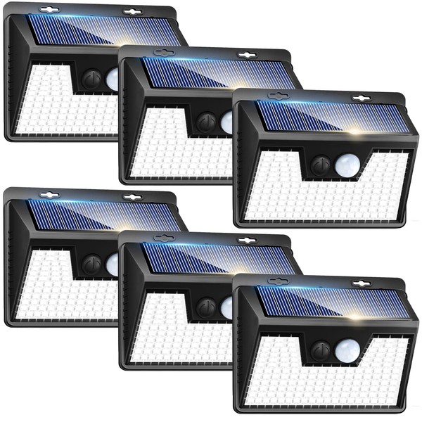 Peasur Solar Lights Outdoor Motion Sensor, 6 Pack 140 LED