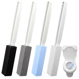 CXWPDD Pumice Stone for Toilet Bowl Cleaning with Handle 4 Pack Pumice Stone Blocks Hard Water Remover Cleaner for Bathroom Kitchen Pool Sinks and Grill Blue White Black and Gray