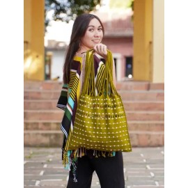 Bolso Artesanal Con Bolitas Chiapas Echo Ha Mano Verde
