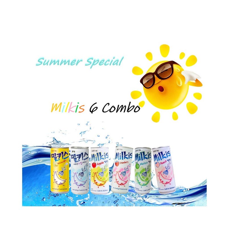 Lotte Milkis 6 Flavors Combo (Original, Apple, Melon, Peach, Banana,