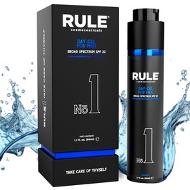 RULE COSMECEUTICALS RULE COSMECEUTICALS - No.1 Day Gel Moisturizer for Face, SPF 20, Sunscreen & Moisturizer for Men, Moisturizer for Dry Skin, Men's Grooming Solution for Combination or Oily Skin, 50 mL