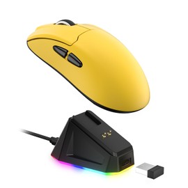 LTC GM022 Ultralight 3-Mode Wireless Gaming Mouse with RGB Charging Dock, PAW3395 26K DPI Sensor, 55G Lightweight Ergonomic Bluetooth Gaming Mouse, 5 Programmable Buttons, 80 Million Click Switch
