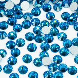 qiipii 1440pcs SS20 4.8mm Capri Blue Flatback Rhinestones Bulk K9 Glass Blue Gems Round Beads Stones Diamonds Nail Charms Jewels Nail Art Supplies Decor for Nails Eyes Face Makeup Crafts DIY Tumblers