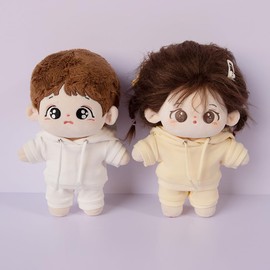 niannyyhouse 15cm Plush Doll Clothes Elastic Solid Sportswear Suits Hoodie Pants Soft Stuffed Plush Toy Fancy Dress Accessories (Dark Green, 15cm)