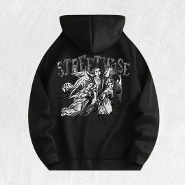 Streetwise Angel Graphic Hoodie 100% Cotton US Warehouse 6 ColorsColor: Blue, Size: M