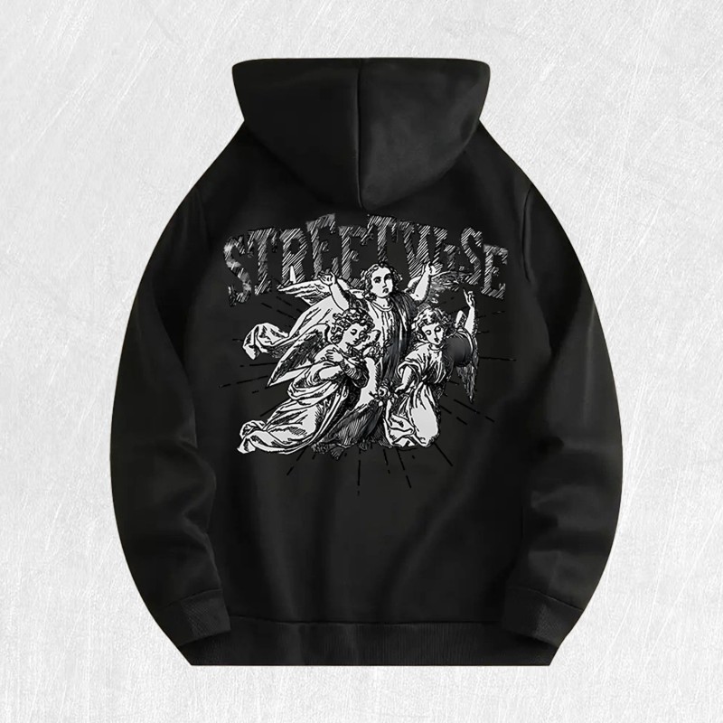 Streetwise Angel Graphic Hoodie 100% Cotton US Warehouse 6 ColorsColor:
